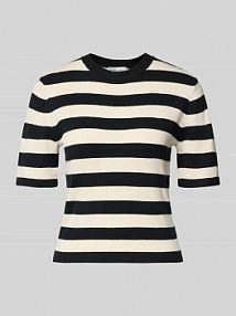 Bluzka z dzianiny z mieszanki wiskozy z okrągłym dekoltem GUIDO MARIA KRETSCHMER WOMAN czarna damska EAN GMK4389001