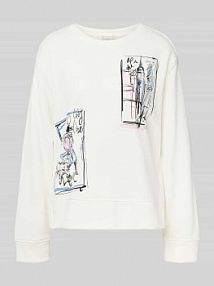 Bluza o kroju relaxed fit z okrągłym dekoltem milano italy biała damska EAN 53-5563-8702