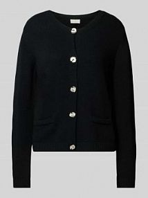 Kurtka z dzianiny o kroju regular fit z dodatkiem wiskozy i kaszmiru milano italy czarna damska EAN 53-5280-9136