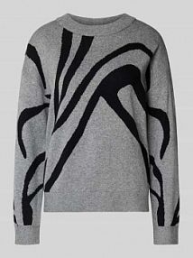 Sweter z dzianiny z mieszanki wiskozy z okrągłym dekoltem Vila szary damski EAN 14107347