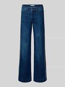 Jeansy o szerokim kroju z mieszanki bawełny z ozdobnymi paskami MAC niebieskie damskie EAN 387L528490