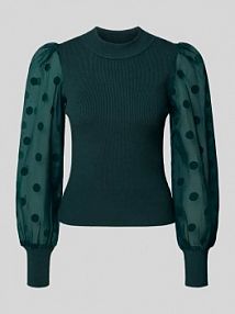 Sweter z dzianiny z prążkowanymi wykończeniami model DOTME YAS zielony damski EAN 26024389