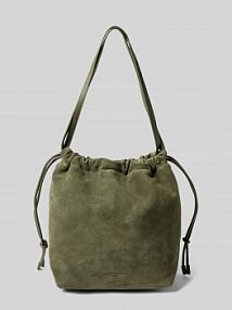 Torba na ramię z naturalnej skóry welurowej model Lya liebeskind berlin oliwkowa EAN 2168714