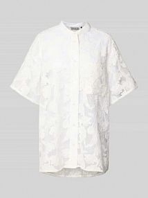 Bluzka koszulowa o kroju oversized z półprzezroczystego materiału model HOK Essentiel Antwerp biała damska EAN Hok