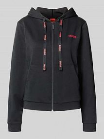 Bluza rozpinana o kroju regular fit z mieszanki bawełny model HUGO ID JACKET czarna damska EAN 50556350/00