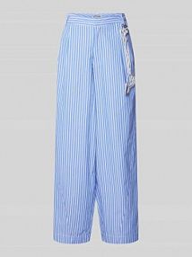 Spodnie carrot o luźnym kroju z paskiem z kamieniami stras model HOEK Essentiel Antwerp niebieskie damskie EAN Hoek