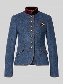 Żakiet o kroju slim fit z mieszanki wełny z kieszeniami z patką WHITE LABEL niebieski EAN 138636-1955