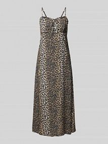 Sukienka midi z lejącego materiału ze wzorem na całej powierzchni model NOVA Only beżowa EAN 15264453