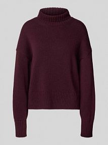 Sweter o kroju oversized z dzianiny z mieszanki żywej wełny i bawełny LANIUS czerwony damski EAN 14072-00