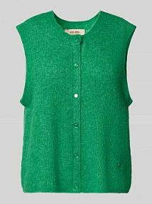 Kamizelka z dzianiny z mieszanki wełny z okrągłym dekoltem MOS MOSH zielona damska EAN 173060