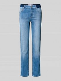 Jeansy o kroju slim fit z elastycznym pasem Angels niebieskie damskie EAN 3463489