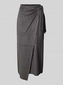 Spódnica taliowana z imitacji skóry z wiązanym detalem s.Oliver BLACK LABEL szara EAN 2170857