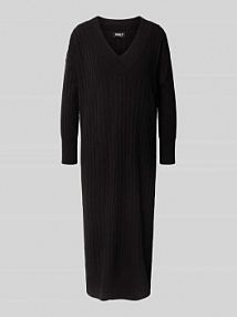 Sukienka z dzianiny o lejącym kroju z dekoltem w serek model NEW TESSA Only czarna EAN 15236372