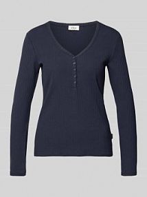 Bluzka z długim rękawem o kroju regular fit z mieszanki bawełny s.Oliver RED LABEL granatowa damska EAN 2170091