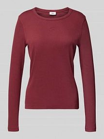 Bluzka o kroju slim fit z długim rękawem i efektem prążkowania s.Oliver RED LABEL czerwona damska EAN 2172642