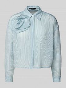 Bluzka koszulowa o pudełkowym kroju z kwiatową aplikacją Zero niebieska damska EAN 1010003024