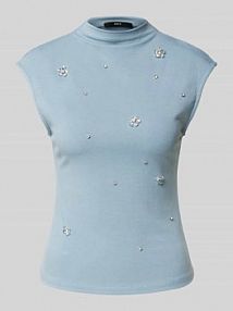 Top ze stójką i obszyciem ozdobnymi kamieniami Zero niebieski damski EAN 1010003019