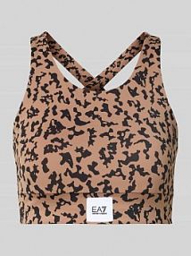 Biustonosz sportowy z okrągłym dekoltem EA7 Emporio Armani beżowy EAN 7W000563.AF15565