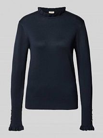 Bluzka z długim rękawem o kroju regular fit z mieszanki wiskozy model Katie FREE/QUENT granatowa damska EAN 205095