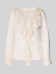 Bluzka o kroju regular fit z falbanami model Ditte FREE/QUENT biała damska EAN 206768