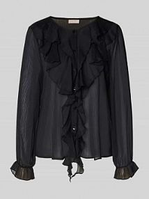 Bluzka o kroju regular fit z falbanami model Ditte FREE/QUENT czarna damska EAN 206768