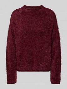 Sweter z dzianiny z okrągłym dekoltem model Cat FREE/QUENT czerwony damski EAN 206735