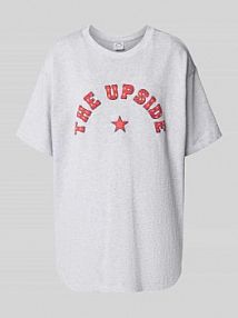 T-shirt o kroju oversized z nadrukiem z logo i okrągłym dekoltem The Upside szary damski EAN USW225029