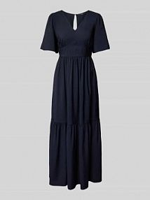 Długa sukienka z mieszanki wiskozy z dekoltem na plecach Zero granatowa EAN 1010003257