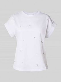 T-shirt zdobiony kamieniami Zero biały damski EAN 1010003338