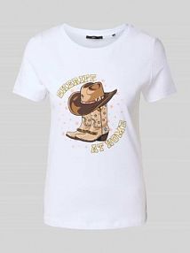 T-shirt z nadrukowanym motywem Zero biały damski EAN 1010003275