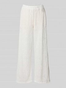 Spodnie materiałowe z szeroką nogawką z haftem angielskim białe damskie EAN 1010003245