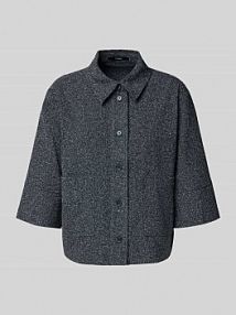 Bluzka z dodatkiem wiskozy i kołnierzykiem koszulowym model Zinami someday granatowa damska EAN 10431513278363