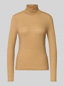 Bluzka z długim rękawem i prążkowaną stójka Windsor brązowa damska EAN 30047144