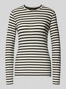 Bluzka z długim rękawem i prążkowanym, okrągłym dekoltem Windsor czarna damska EAN 30048230