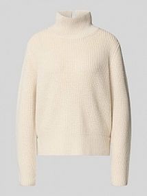 Sweter z dzianiny z prążkowaną stójką Windsor biały damski EAN 30048288
