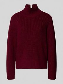 Sweter z dzianiny z prążkowaną stójką Windsor czerwony damski EAN 30048288