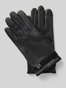 Rękawiczki ze skóry owczej z aplikacją z logo Lauren Ralph Lauren czarne EAN 454927240