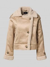 Kurtka o kroju regular fit z imitacji skóry welurowej model YLVA Only beżowa damska EAN 15334981