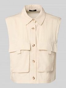 Kamizelka o pudełkowym kroju z kieszeniami z patką Zero beżowa damska EAN 1010003233