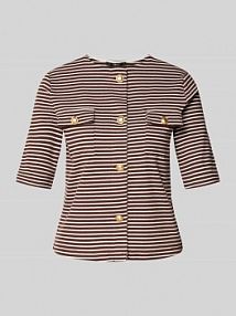 Kurtka z efektem prążkowania i rękawem o dł. 1/2 Zero brązowa damska EAN 1010003234