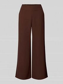 Spodnie z szeroką nogawką i elastycznym pasem brązowe damskie EAN 1010002144