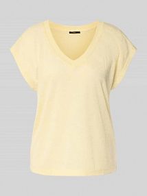 T-shirt z mieszanki wiskozy z dekoltem w serek Zero żółty damski EAN 1010003211