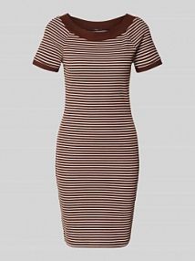 Sukienka T-shirtowa z efektem prążkowania i okrągłym dekoltem Zero brązowy damski EAN 1010003419