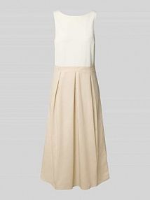 Sukienka midi z mieszanki wiskozy z kontrafałdą Zero beżowa EAN 1010002313