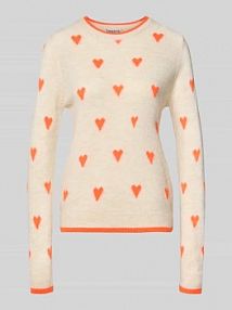 Sweter o kroju relaxed fit z dodatkiem wełny model ISA Essentiel Antwerp beżowy damski EAN Isa