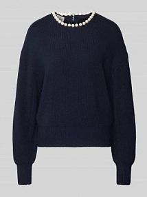 Sweter z dzianiny o kroju comfort fit z mieszanki wełny z kaszmirem model INTI Essentiel Antwerp granatowy damski EAN Inti
