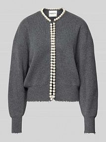 Kurtka o kroju comfort fit z dzianiny z mieszanki wełny z domieszką kaszmiru model IDEAS Essentiel Antwerp szara damska EAN Ideas