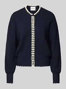 Kurtka o kroju comfort fit z dzianiny z mieszanki wełny z domieszką kaszmiru model IDEAS Essentiel Antwerp granatowa damska EAN Ideas