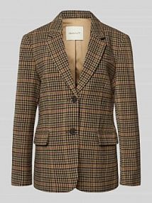 Żakiet wełniany z kołnierzem z połami model HOUNDSTOOTH Gant brązowy EAN 4770344