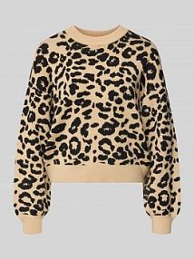 Sweter z dzianiny z okrągłym dekoltem model CHARLOTT Noisy May beżowy damski EAN 27028159